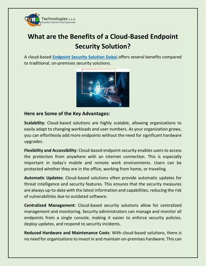 what are the benefits of a cloud based endpoint