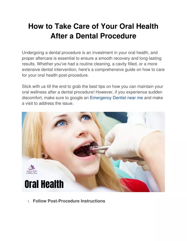 how to take care of your oral health after