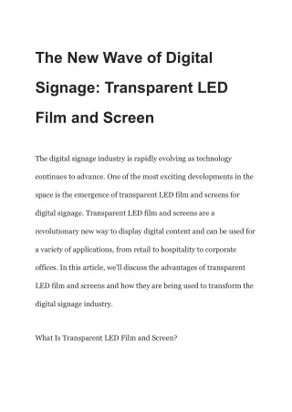 The New Wave of Digital Signage_ Transparent LED Film and Screen