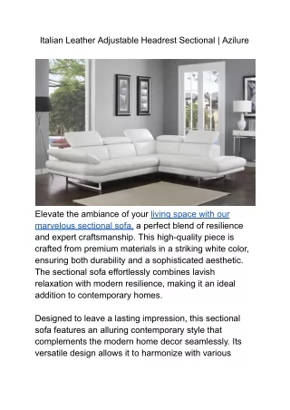 italian leather adjustable headrest sectional