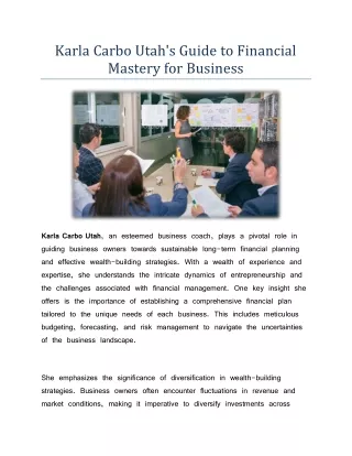 Karla Carbo Utah's Guide to Financial Mastery for Business