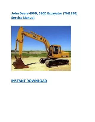 John Deere 490D, 590D Excavator (TM1390) Service Manual