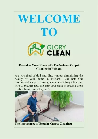 Professional Carpet Cleaning Services in Fulham