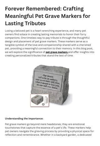 Forever Remembered Crafting Meaningful Pet Grave Markers for Lasting Tributes