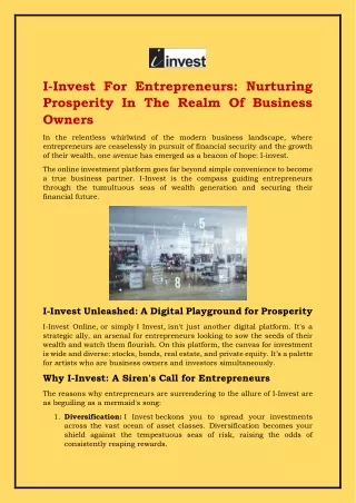 I-Invest For Entrepreneurs