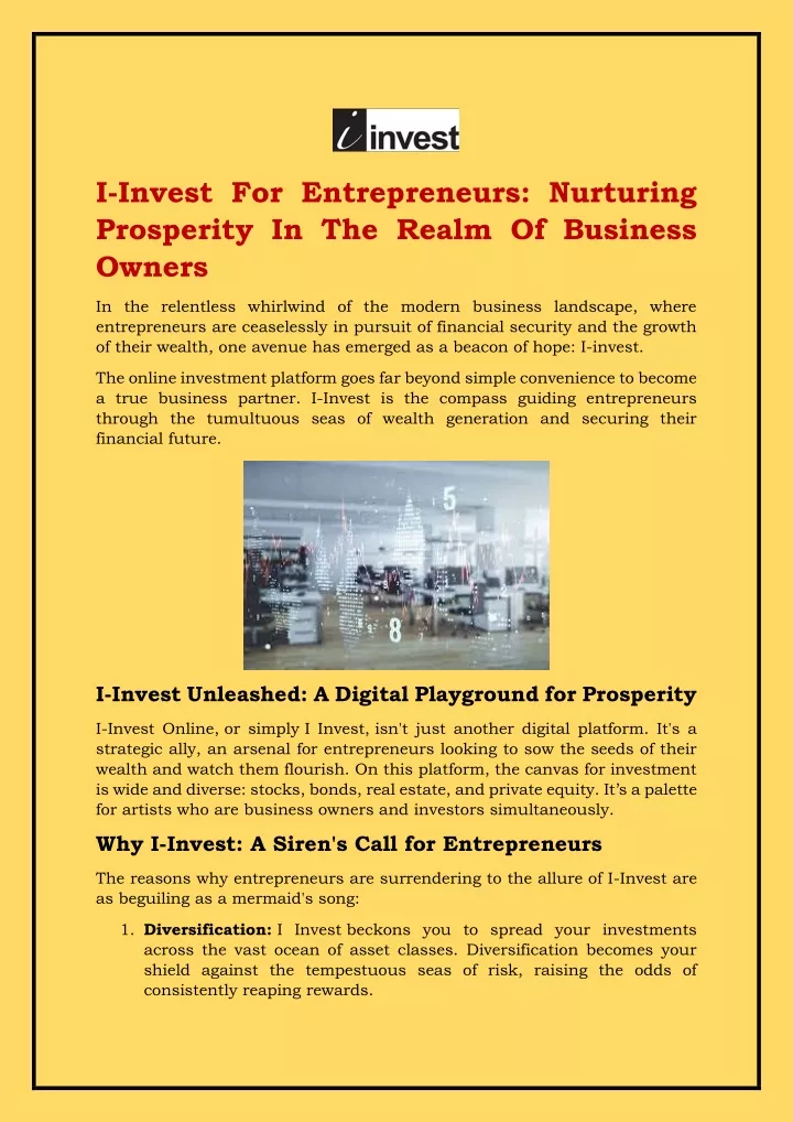 i invest for entrepreneurs nurturing prosperity