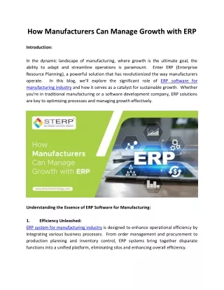 How Manufacturers Can Manage Growth with ERP