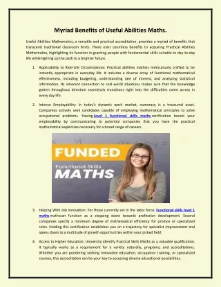 myriad benefits of useful abilities maths