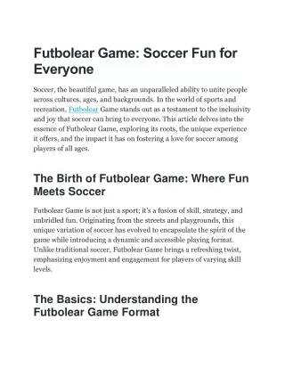 Futbolear Game: Soccer Fun for Everyone