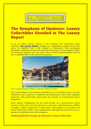 The Luxury Report Magazine