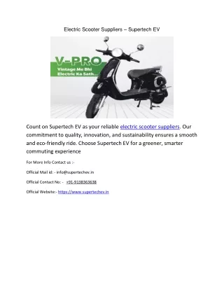 Electric Scooter Suppliers - Supertech EV
