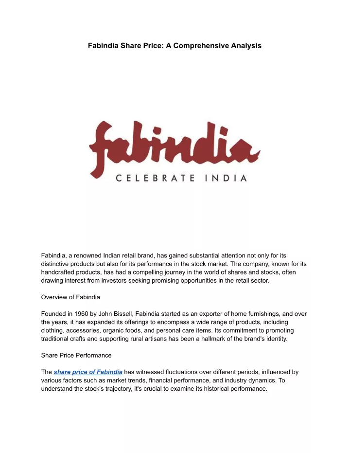 fabindia share price a comprehensive analysis