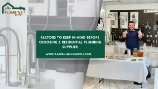 Factors to Keep in Mind Before Choosing a Residential Plumbing Supplier