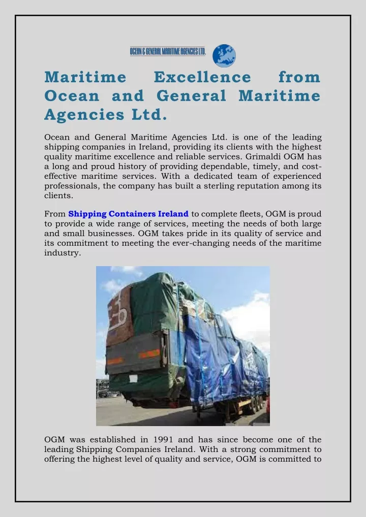 maritime ocean and general maritime agencies ltd