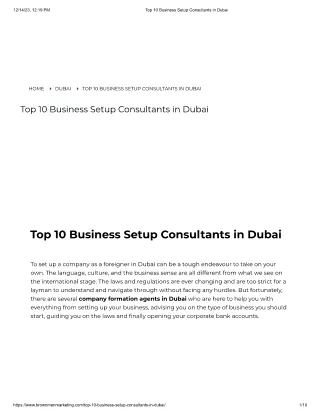 Top 10 Business Setup Consultants in Dubai
