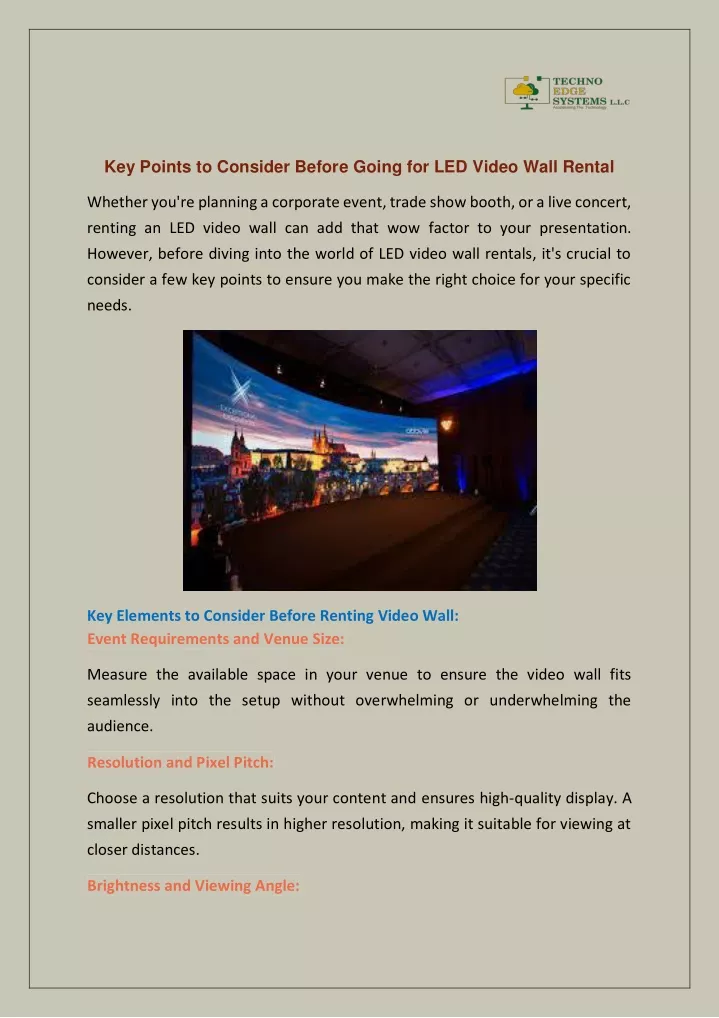 key points to consider before going for led video