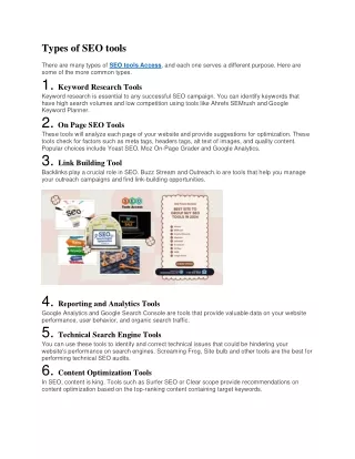 Types of SEO tools