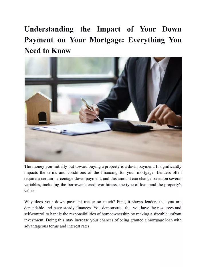 understanding the impact of your down payment