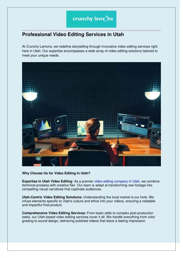 professional video editing services in utah