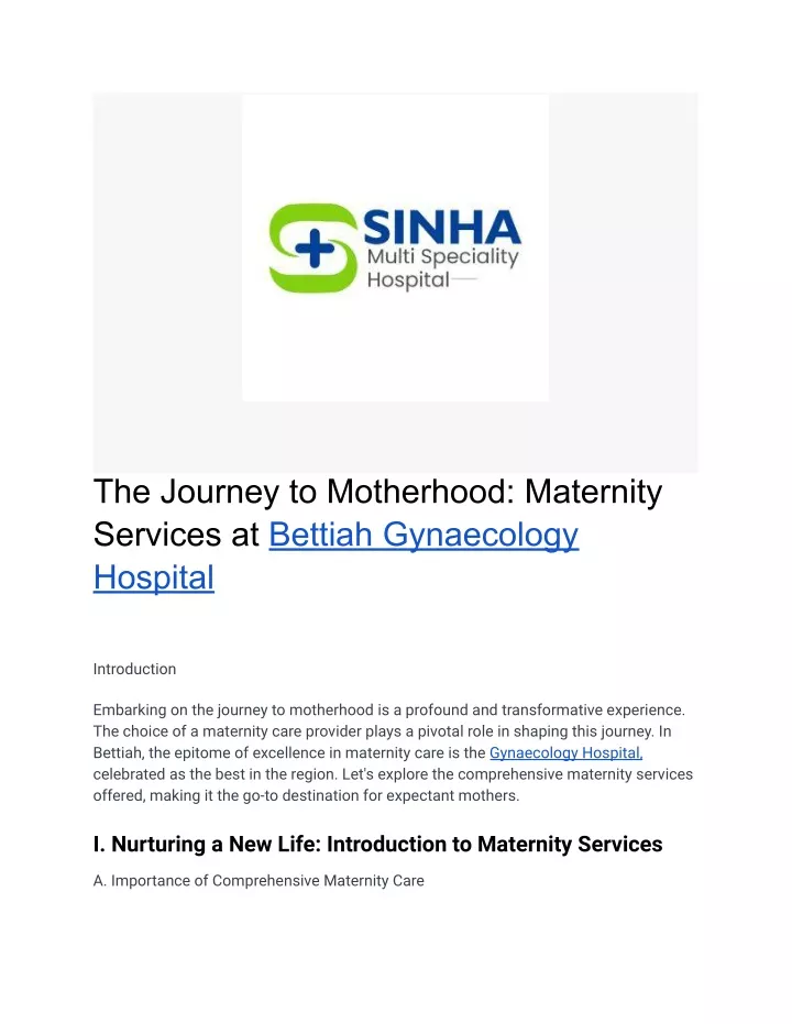 the journey to motherhood maternity services