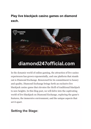 Play live blackjack casino games on diamond.