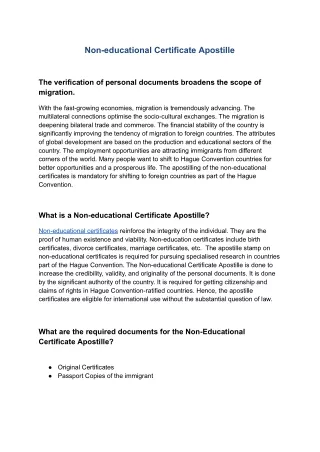 Non-educational Certificate Apostille