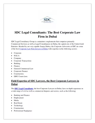 SDC Legal Consultants- The Best Corporate Law Firm in Dubai