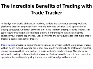 The Incredible Benefits of Trading with Trade Tracker