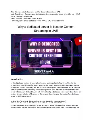 title why a dedicated server is best for content