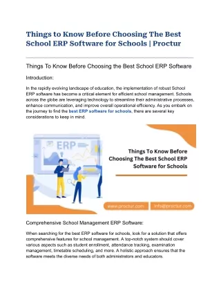 Things to Know Before Choosing The Best School ERP Software for Schools _ Proctur