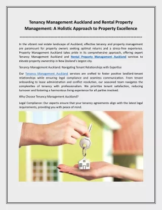 Tenancy Management Auckland and Rental Property Management A Holistic Approach to Property Excellence