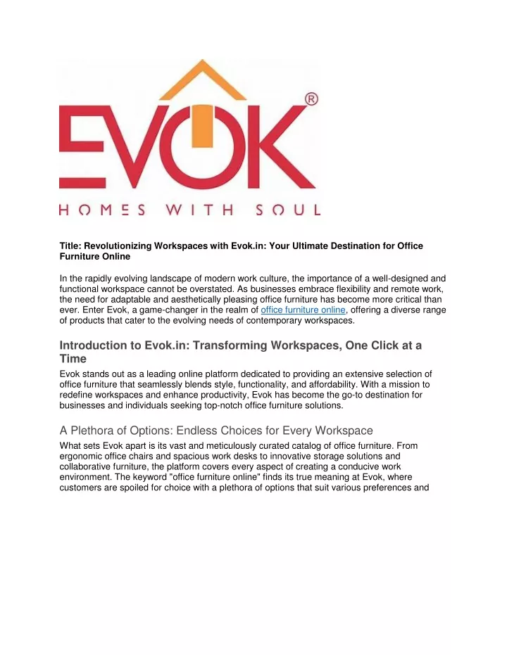 title revolutionizing workspaces with evok