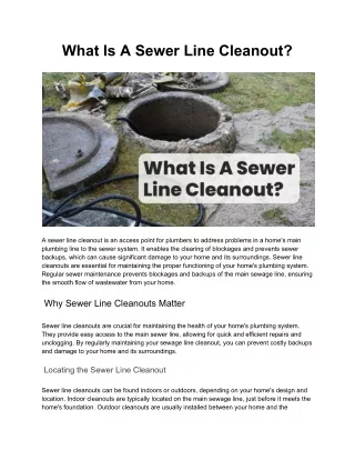 What Is A Sewer Line Cleanout