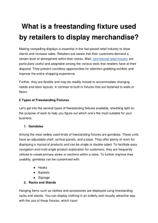 what is a freestanding fixture used by retailers