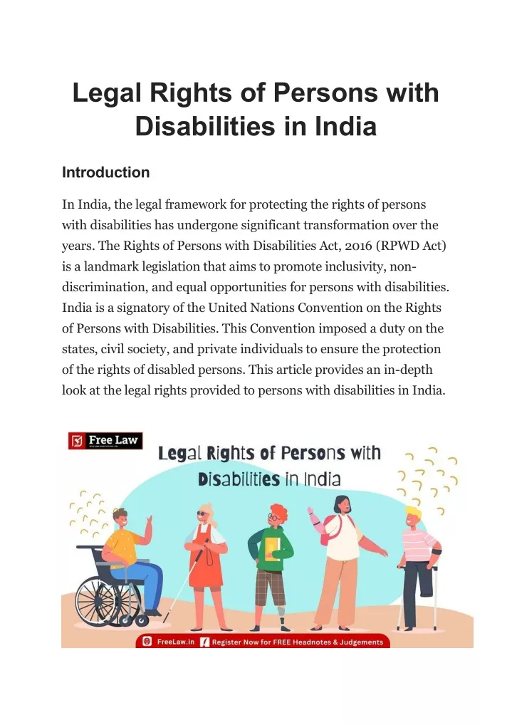 legal rights of persons with disabilities in india