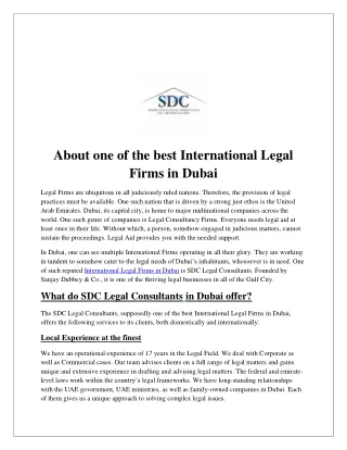 About one of the best International Legal Firms in Dubai