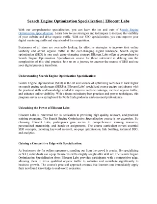 search engine optimization specialization