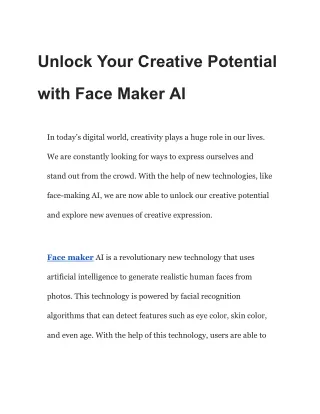 Unlock Your Creative Potential with Face Maker AI