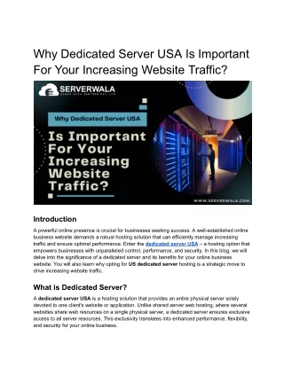 why dedicated server usa is important for your