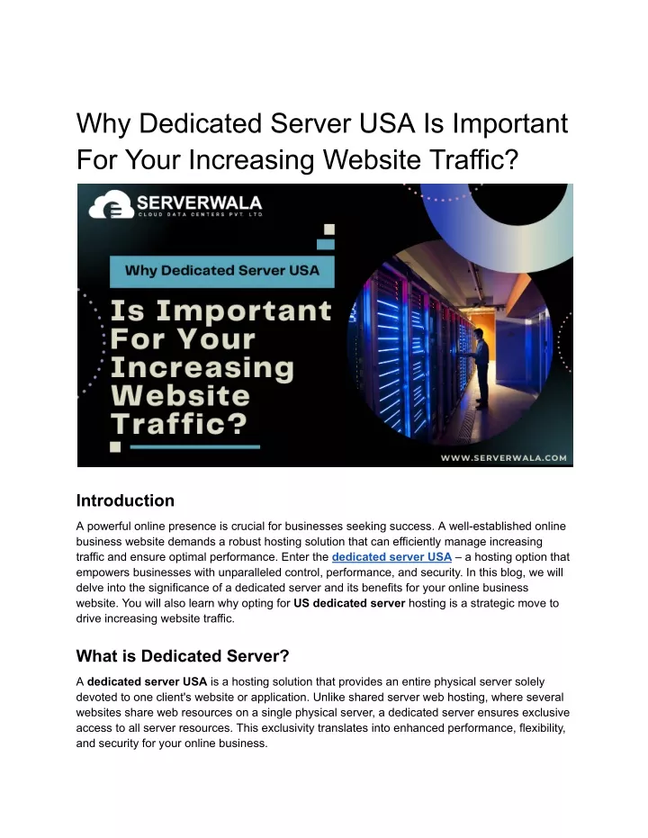 why dedicated server usa is important for your