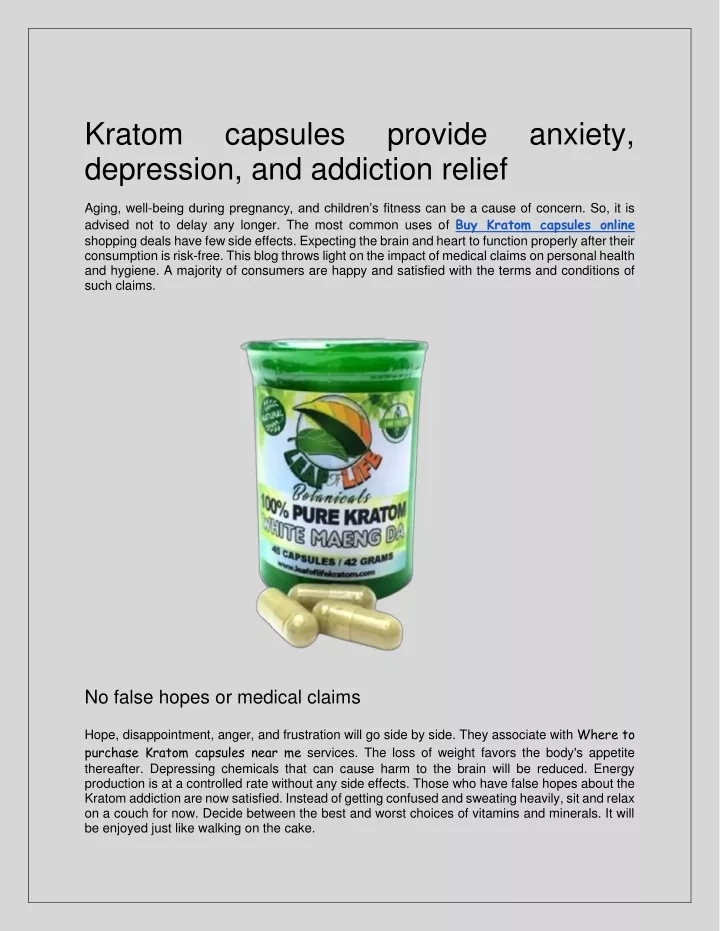 kratom depression and addiction relief