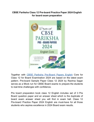 cbse pariksha class 12 pre board practice paper