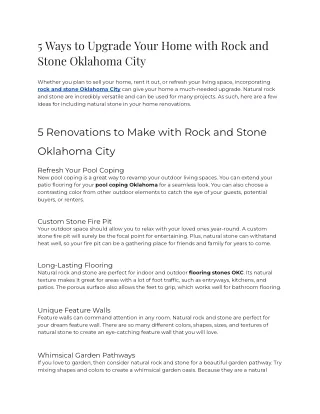 2023 - 5 Ways to Upgrade Your Home with Rock and Stone Oklahoma City