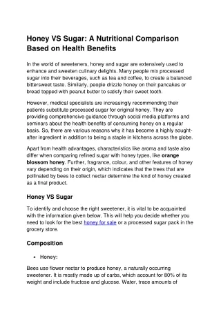 honey vs sugar a nutritional comparison based
