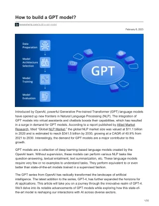How to build a GPT model