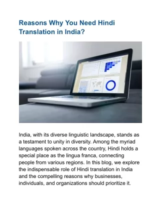 Key Factors of Hindi Translation in India