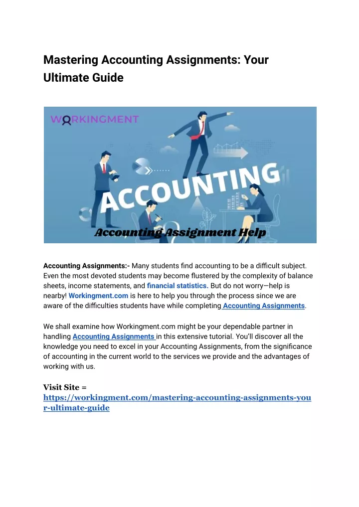 mastering accounting assignments your ultimate