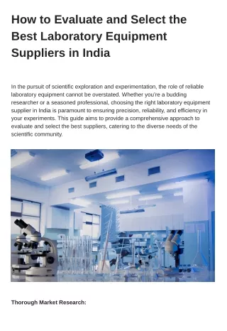 How to Evaluate and Select the Best Laboratory Equipment Suppliers in India