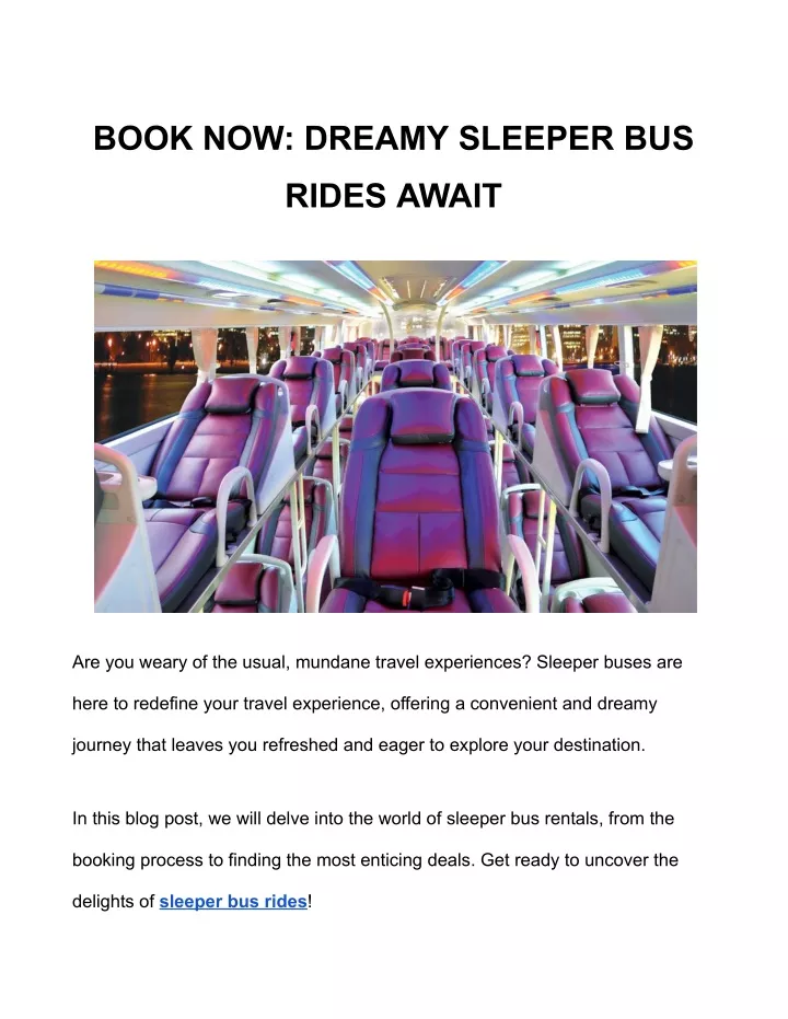 book now dreamy sleeper bus