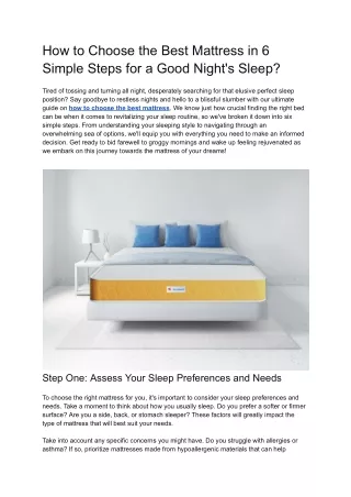 how to choose the best mattress in 6 simple steps
